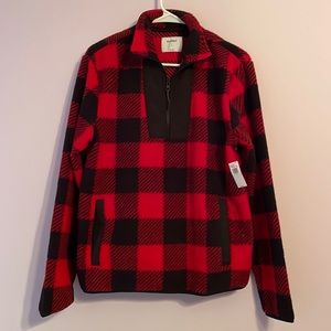 Old Navy NWT Sherpa Buffalo Plaid Pull Over Jacket/Sweatshirt Men’s S Women’s M